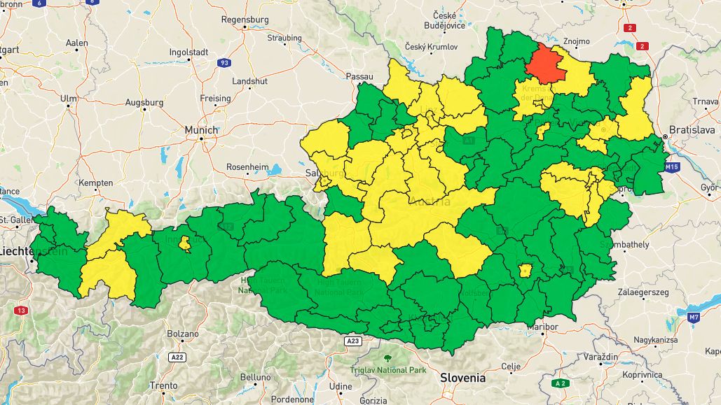 Rakousko vymýšlí koronavirový semafor pro okresy, rodí se těžce